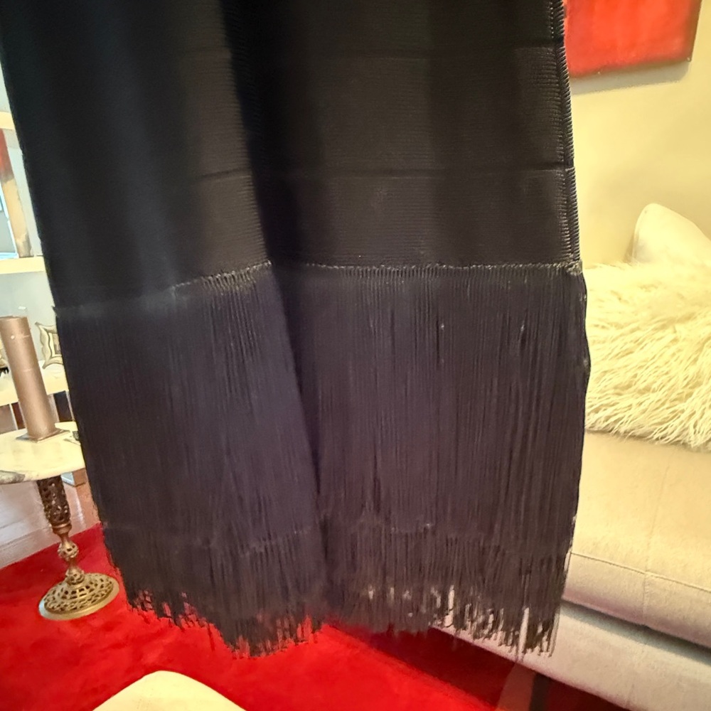 Venus Bandage Black Fringe Cocktail Dress - Sz 8 / EUR 40 - Picture 8 of 12